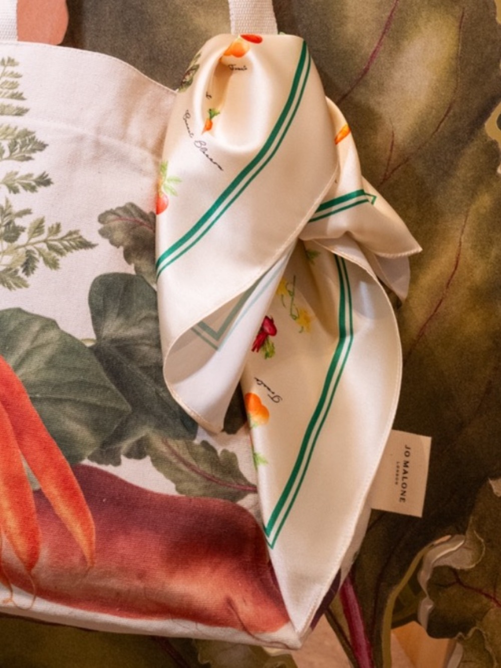 Spring Grocery silk scarf Limited Edition Jo Malone Vegetable silk scarf